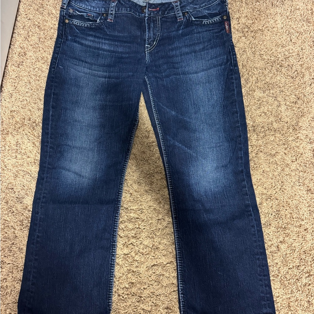 Silver Dark Blue Denim Jeans